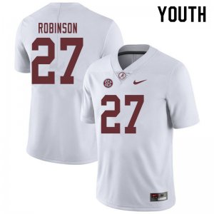 NCAA Youth Alabama Crimson Tide #27 Joshua Robinson Stitched College 2019 Nike Authentic White Football Jersey VB17Y65WY